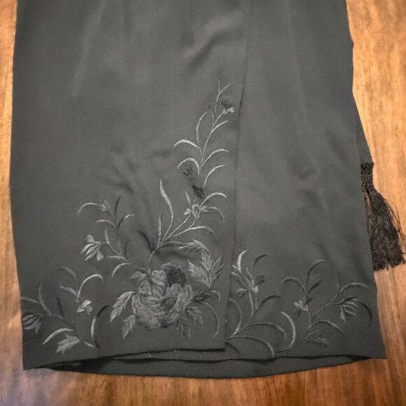VTG Marie St. Claire Black Long Formal Gown Size 14 Embroidered Wrap Skirt NWT - Picture 9 of 15